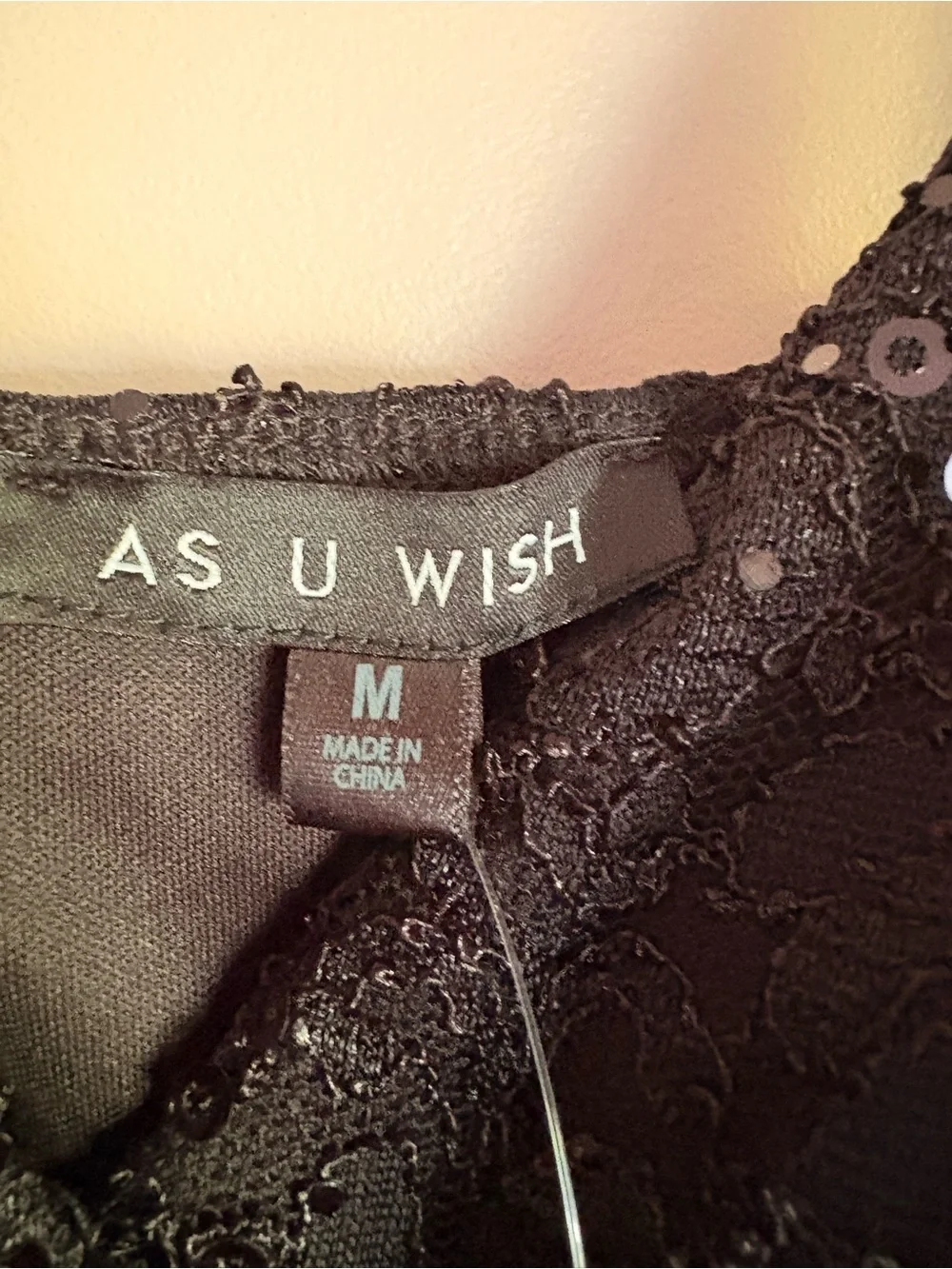 ❤️As U Wish NWT Black Lace Sequin High-Low Spaghetti Strap Dress